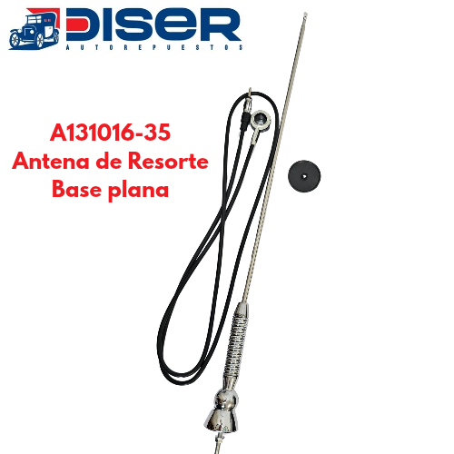 ANTENA  DE RESORTE CROMADA BASE PLANA