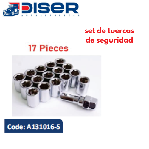 SET TUERCAS SEGURIDAD 12x1.25mm. 17PZ / EXA . ALLEM C/LLAVE