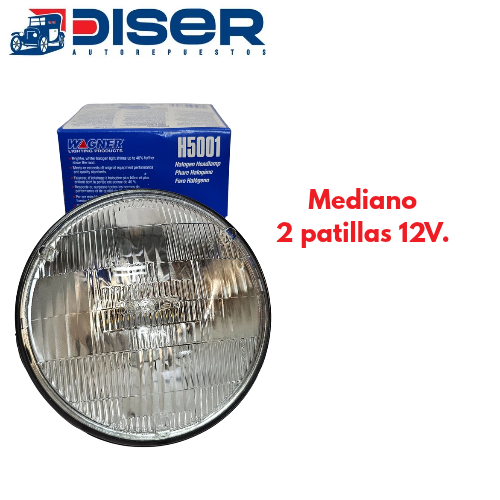 SEALED BEAM  WAGNER 12V. / REDONDO MEDIANO,  2 PATILLAS (HALOGENO)