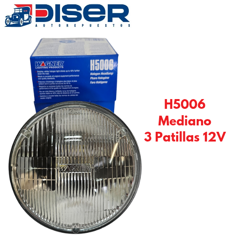 SEALED BEAM  WAGNER 12V. / REDONDO MEDIANO,  3 PATILLAS (HALOGENO)
