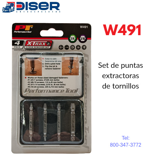 SET DE PUNTAS EXTRACTORAS DE TORNILLOS / 4 PZS