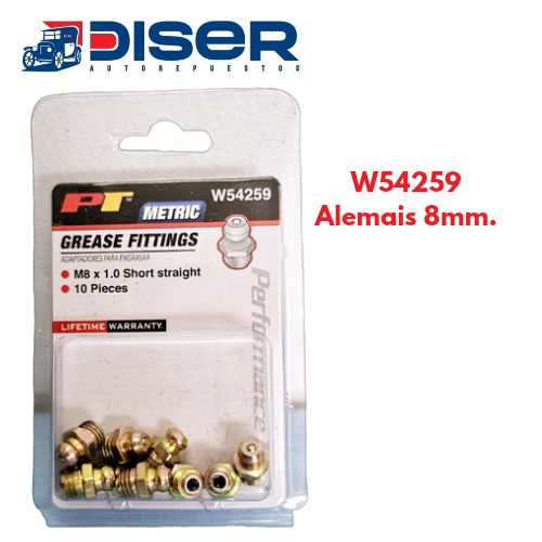 [W54259] ALEMAIS 8 mm. X 1 RECTOS 10 PZS. / METRICOS